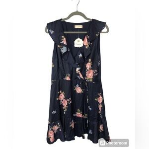 Altar’d State Faux Wrap Dress Flounced Hem Ruffled Collar